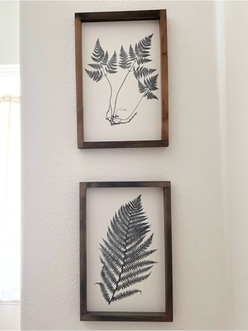 Set of two fern art pieces wood framed wall art farmhouse decor